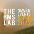 Newsletter banner with BMS Lab on the left and News and events 2022 on the right on a background with forst in fog.